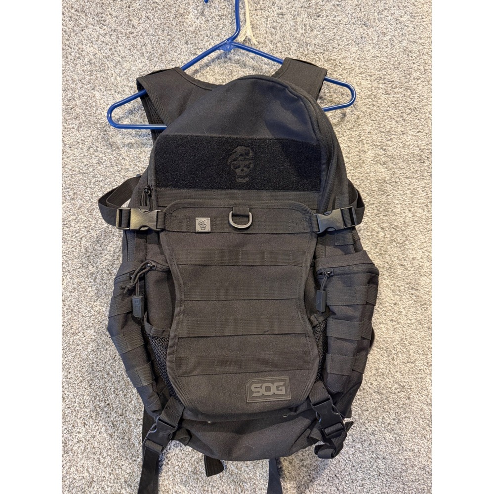 SOG Tactical Backpack Unisex OS Black Skull Logo MOLLE Webbing Daypack